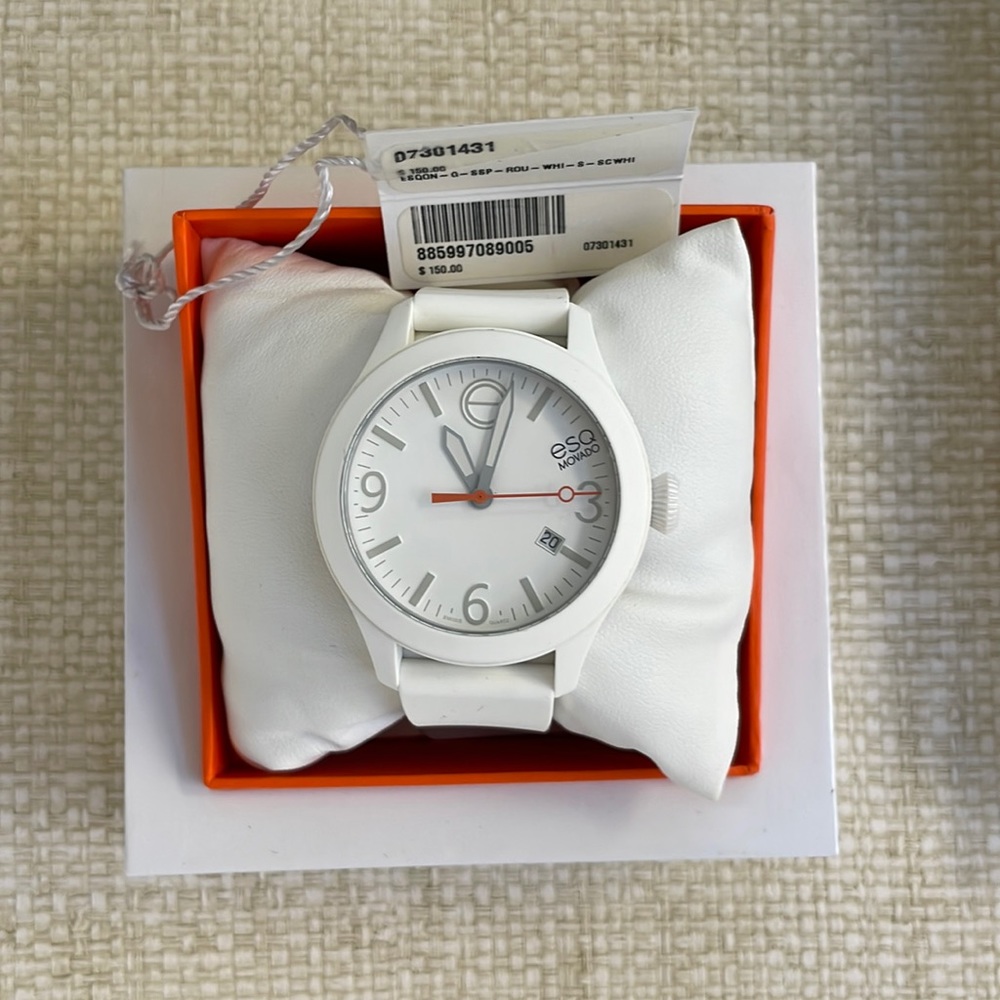 ESQ by Movado watch with white rubber band